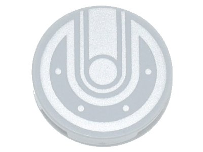 LEGO part Baldosa, Redonda 2 x 2 con Soporte de Espiga Inferior con Patrón de Líneas Plateadas, Pernos/Puntos (14769pb226)