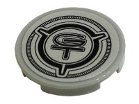 LEGO onderdeel Tile, Round 2 x 2 with Bottom Stud Holder with Black 'GT' Pattern (Sticker) - Set 10265 14769pb404