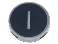 LEGO part Tile, Round 2 x 2 with Bottom Stud Holder with Silver Capital Letter I on Black Background Pattern 14769pb430