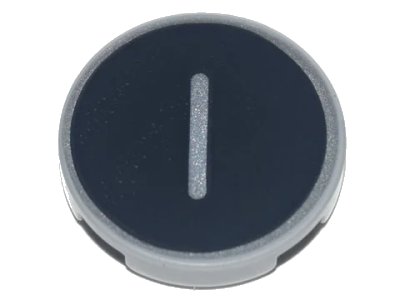 LEGO onderdeel Tile, Round 2 x 2 with Bottom Stud Holder with Silver Capital Letter I on Black Background Pattern (14769pb430)