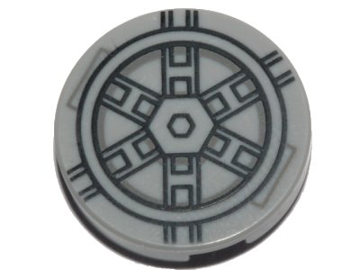 LEGO part Fliese, Rund 2 x 2 mit Bodenstift-Halter mit schwarzem SW TIE Bomber-Muster (14769pb578)