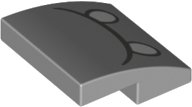 LEGO part Slope, Curved 2 x 2 x 2/3 with White Ovals / Eyes, Dark Bluish Gray Curved Line Unibrow Pattern (Super Mario Reznor) (15068pb394)