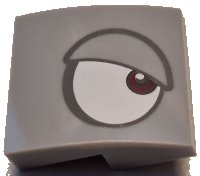 LEGO part Slope, Curved 2 x 2 x 2/3 with White Eye, Dark Red Pupil and Dark Bluish Gray Outlined Eyelid Pattern Model Right Side (Super Mario Rambi) 15068pb506R