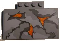 LEGO onderdeel Slope, Curved 5 x 8 x 2/3 with 4 Studs with Cracks and Lava Pattern (10722) 15625pb011