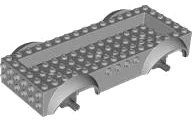 LEGO onderdeel Vehicle, Base 8 x 16 x 2 1/2 with Mudguards Raised, 4 x 14 Recessed Center with 3 Holes, and Dark Bluish Gray Wheels Holders (18923c01)