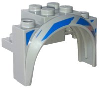 LEGO part Vehicle, Mudguard 4 x 2 1/2 x 2 1/3 with Arch Round with Blue Stripes Pattern Model Left Side 18974pb01L