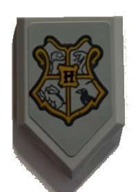 LEGO part Tile, Modified 2 x 3 Pentagonal with Gold Coat of Arms Hogwarts Crest with 4 Animals Pattern (Sticker) - Set 76389 22385pb222