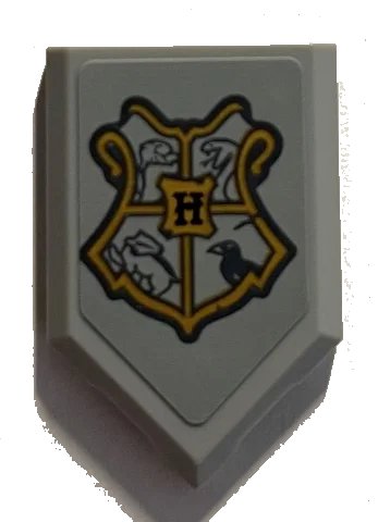 LEGO onderdeel Tile, Modified 2 x 3 Pentagonal with Gold Coat of Arms Hogwarts Crest with 4 Animals Pattern (Sticker) - Set 76389 (22385pb222)
