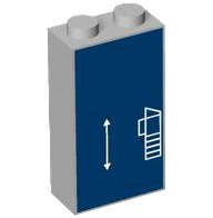 LEGO part Brick 1 x 2 x 3 with White Lines Schematic of Car Rear Bumper and Arrow on Dark Blue Background Pattern 22886pb22