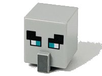 LEGO part Minifigure, Head, Modified Cube Tall with Raised Rectangle with Pixelated Black Eyebrows, Dark Turquoise Eyes, and Dark Bluish Gray Nose Pattern (Minecraft Illager / Pillager) 23766pb005