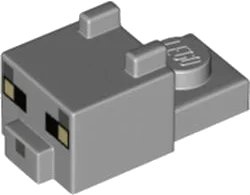 LEGO onderdeel Creature Head Pixelated with Ears, Nose, and Face with Black Eyes and Dark Bluish Gray Nose Pattern (Minecraft British Shorthair Cat) (24008pb07)