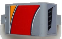 LEGO part Technic, Pannello Curvo 3 x 5 x 3 con Strisce Curve Arancio Chiaro Brillante, Rosse e Bianche e Motivo Presa d'Aria Lato Sinistro Modello (Adesivi) - Set 42098 24116pb043L