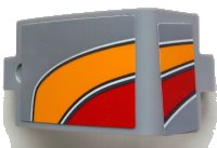 LEGO part Technic, Panneau Courbe 3 x 5 x 3 avec Motif Rayures Courbes Orange Clair Brillant, Rouge et Blanc Côté Gauche du Modèle (Autocollants) - Set 42098 24116pb044L