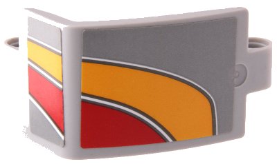 LEGO part Technic, Panel Curved 3 x 5 x 3 with Bright Light Orange, Red and White Curved Stripes Pattern Model Right Side (Stickers) - Set 42098 (24116pb044R)