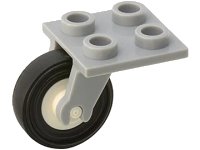 LEGO part Plate, Modified 2 x 2 Thin with Plane Single Wheel Holder with White Wheel with Black Tire 14mm D. x 4mm Smooth Small Single (2415 / 3464c01) 2415c02