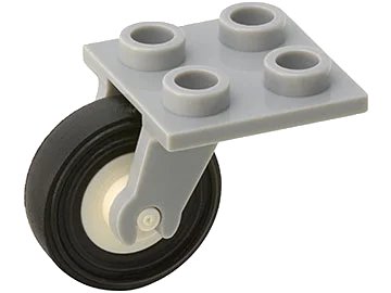 LEGO onderdeel Plate, Modified 2 x 2 Thin with Plane Single Wheel Holder with White Wheel with Black Tire 14mm D. x 4mm Smooth Small Single (2415 / 3464c01) (2415c02)
