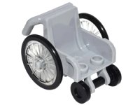 LEGO part Minifigure, Utensil Wheelchair with Trans-Clear Wheelchair Wheels and Black Trolley Wheels (24312 / 24314pb01 / 2496) 24312c01