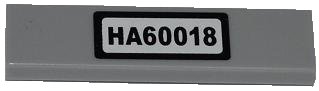 LEGO part Tile 1 x 4 with Black 'HA60018' on White Background Pattern (Sticker) - Set 60018 (2431pb0284)
