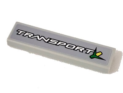 LEGO onderdeel Tile 1 x 4 with White 'TRANSPORT' and Ear of Corn Pattern (Sticker) - Set 60223 (2431pb0557)