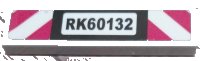 LEGO part Tile 1 x 4 with 'RK60132' and Red and White Danger Stripes Pattern (Sticker) - Set 60132 2431pb0803
