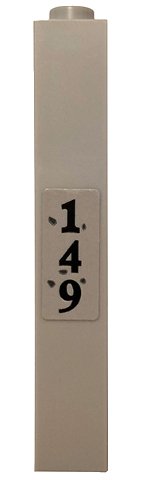 LEGO part Brick 1 x 1 x 5 - Solid Stud with Black '149' on Light Bluish Gray Background Pattern (Sticker) - Set 75810 2453bpb04
