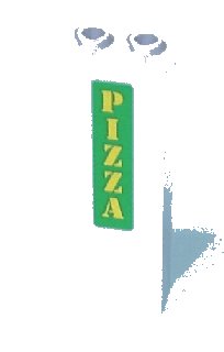 LEGO onderdeel Brick 1 x 2 x 5 with Yellow 'PIZZA' on Green Background Vertical Pattern (Sticker) - Set 7641 (2454pb026)