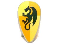 LEGO part Minifigure, Shield Ovoid with Dark Green Dragon on Bright Light Orange and Bright Light Yellow Quarters Background Pattern 2586p4k