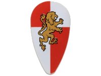 LEGO part Minifigure, Shield Ovoid with Gold Lion on Red and White Quarters Background Pattern 2586px19