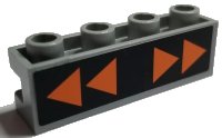 LEGO onderdeel Brick, Modified 1 x 4 with Channel with Orange Directional Arrows on Black Background Pattern (Sticker) - Set 7691 2653pb01