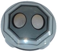LEGO part Plaque, Ronde 2 x 2 avec Fond Arrondi et 2 Ovales Argent dans Motif Octogone Gris Bleuâtre Foncé 2654pb006