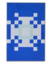 LEGO part Tile 2 x 3 with Minecraft Pixelated White and Light Aqua Snowflake on Blue Background Shield Banner Pattern 26603pb275