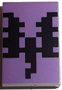 LEGO part Fliese 2 x 3 mit pixeliertem schwarzem Drachen auf mittellila Hintergrund-Muster (Minecraft End Warrior Schild) 26603pb304
