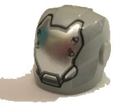 LEGO part Minifigure, Headgear Helmet Armor Plates and Ear Protectors with Silver Eyeless Faceplate with 4 Rivets Pattern 28631pb04