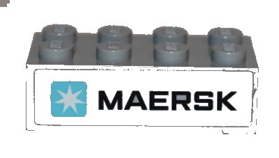 LEGO part Stein 2 x 4 mit Maersk Logo auf hellblaugrauem Hintergrund Muster (Aufkleber) - Set 10241 (3001pb125)