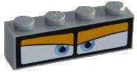 LEGO part Brick 1 x 4 with Blue Eyes on White Background in Black Frame Pattern 3010pb212