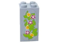 LEGO part Brick 2 x 2 x 3 with 3 Magenta Flowers, 3 Yellow Gems and Leaves on Light Bluish Gray Background Pattern (Sticker) - Set 41033 30145pb014b