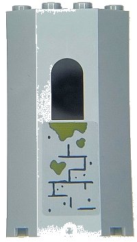 LEGO part Pannello 3 x 4 x 6 con Finestra con Mattoni, Malta Grigio Bluastro Scuro e Motivo Muschio Verde Oliva 2 (Adesivo) - Set 70435 30246pb07