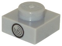 LEGO part Platte 1 x 1 mit Schwarz- und Silber-Kreis (Richtungsanzeiger-Licht) Muster 3024pb020