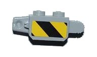 LEGO onderdeel Hinge Brick 1 x 2 Locking, 9 Teeth with Black and Yellow Thick Danger Stripes Pattern on Both Sides (Stickers) - Set 3179 (30386pb01)