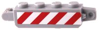 LEGO part Hinge Brick 1 x 4 Locking, 9 Teeth with Red and White Danger Stripes (4 Stripes) Pattern on Both Sides (Stickers) - Set 60073 30387pb011