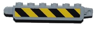 LEGO onderdeel Hinge Brick 1 x 6 Locking, 9 Teeth with Black and Yellow Danger Stripes Pattern on Both Sides (Stickers) - Set 3179 (30388pb006)