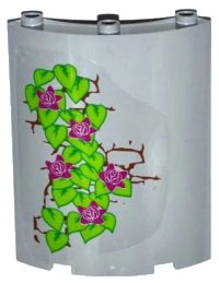 LEGO onderdeel Cylinder Quarter 4 x 4 x 6 with 5 Magenta Flowers, Leaves and Brick Wall Pattern on Left (Sticker) - Set 41054 30562pb029L