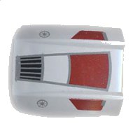 LEGO onderdeel Schuin, Gebogen 2 x 2 Lip met Donkerrode Panelen, Zwart Rooster, SW Republiek Insignia Patroon 30602pb030