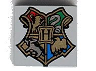 LEGO part Tile 2 x 2 with Coat of Arms Hogwarts Crest Pattern 3068pb0092