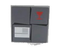 LEGO part Tile 2 x 2 with Red Fragile Goblet, White Shipping Label, and Parcel Top on Dark Bluish Gray Background Pattern (Sticker) - Set 7732 3068pb0158