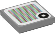 LEGO part Tile 2 x 2 with Super Mario Scanner Code Octagon with Circle Cutout Pattern (Sticker) - Set 71387 3068pb1804