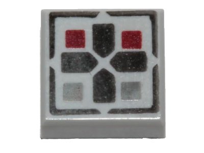LEGO onderdeel Tile 1 x 1 with Black Cross and Dark Red and Dark Bluish Gray Buttons Pattern (3070pb096)