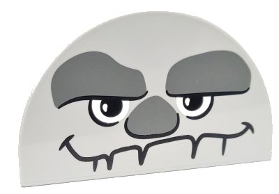 LEGO onderdeel Duplo, Steen 2 x 4 x 2 Schuin Gebogen Dubbel met Donkergrijs Wenkbrauwen en Neus, Zwart en Wit Ogen en Mond Patroon (Frozen Earth Reuzen Gezicht) (31213pb047)
