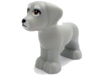 LEGO part Dog, Friends, Shaggy Fur, Ears, and Tail with Black Nose and Eyelids, White Muzzle and Eyebrows and Medium Nougat Eyes Pattern 3168pb04