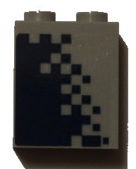 LEGO onderdeel Brick 1 x 2 x 2 with Inside Stud Holder with Dark Blue Pixelated Gradient Pattern Model Right Side (Sticker) - Set 60197 (3245cpb076r)